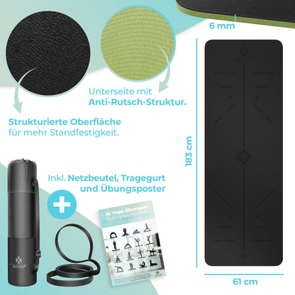 KESSER® Yogamatte TPE Fitnessmatte Gymnastikmatte Pilates Sportmatte Bodenmatte