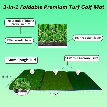 12X7FT Golf Hitting Practice Nets & Turf Mat Tees for Backyard Driving - Heavy Duty Mens Real Indoor Golf Balls Hitting Pitching Driving Nets - Indoor Outdoor Garage Use Golfing Swing Training Impact Cages (Black Netting)
