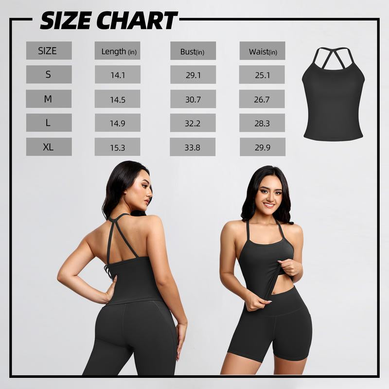 CHRLEISURE 3PCS Tank Strappy Back Yoga & Fitness Top for Women Flattering Fit Comfortable Stretch High Elasticity Breathable Comfortable