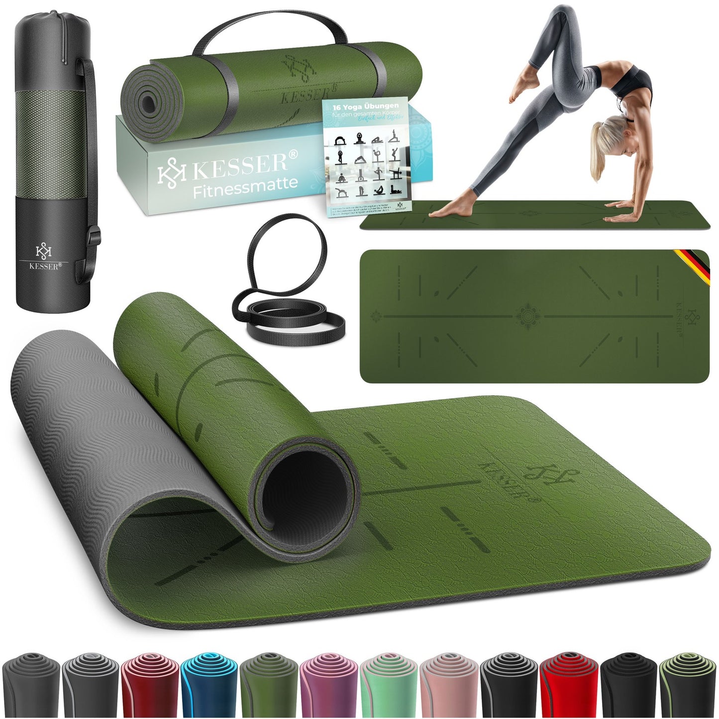 KESSER® Yogamatte TPE Fitnessmatte Gymnastikmatte Pilates Sportmatte Bodenmatte