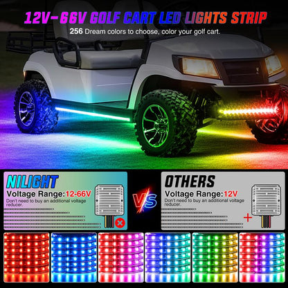 Nilight 6PCS Golf Cart Underbody Light Kit with Canopy Lights Dream Color Multi-Mode Neon Accent Lighting APP Remote Control Sound Active Music Sync IP67 Waterproof 12V-65V for EZGO Yamaha Club Car Super Bright Dual Row Dealsforyoudays