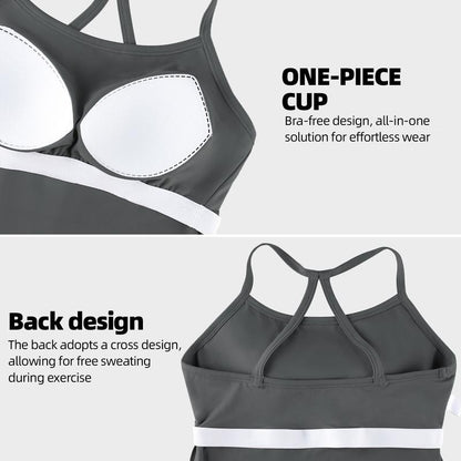 CHRLEISURE 3PCS Tank Strappy Back Yoga & Fitness Top for Women Flattering Fit Comfortable Stretch High Elasticity Breathable Comfortable