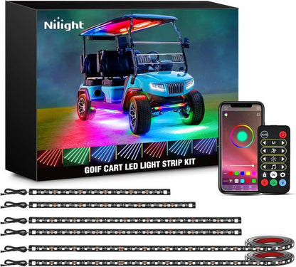 Nilight 6PCS Golf Cart Underbody Light Kit with Canopy Lights Dream Color Multi-Mode Neon Accent Lighting APP Remote Control Sound Active Music Sync IP67 Waterproof 12V-65V for EZGO Yamaha Club Car Super Bright Dual Row Dealsforyoudays