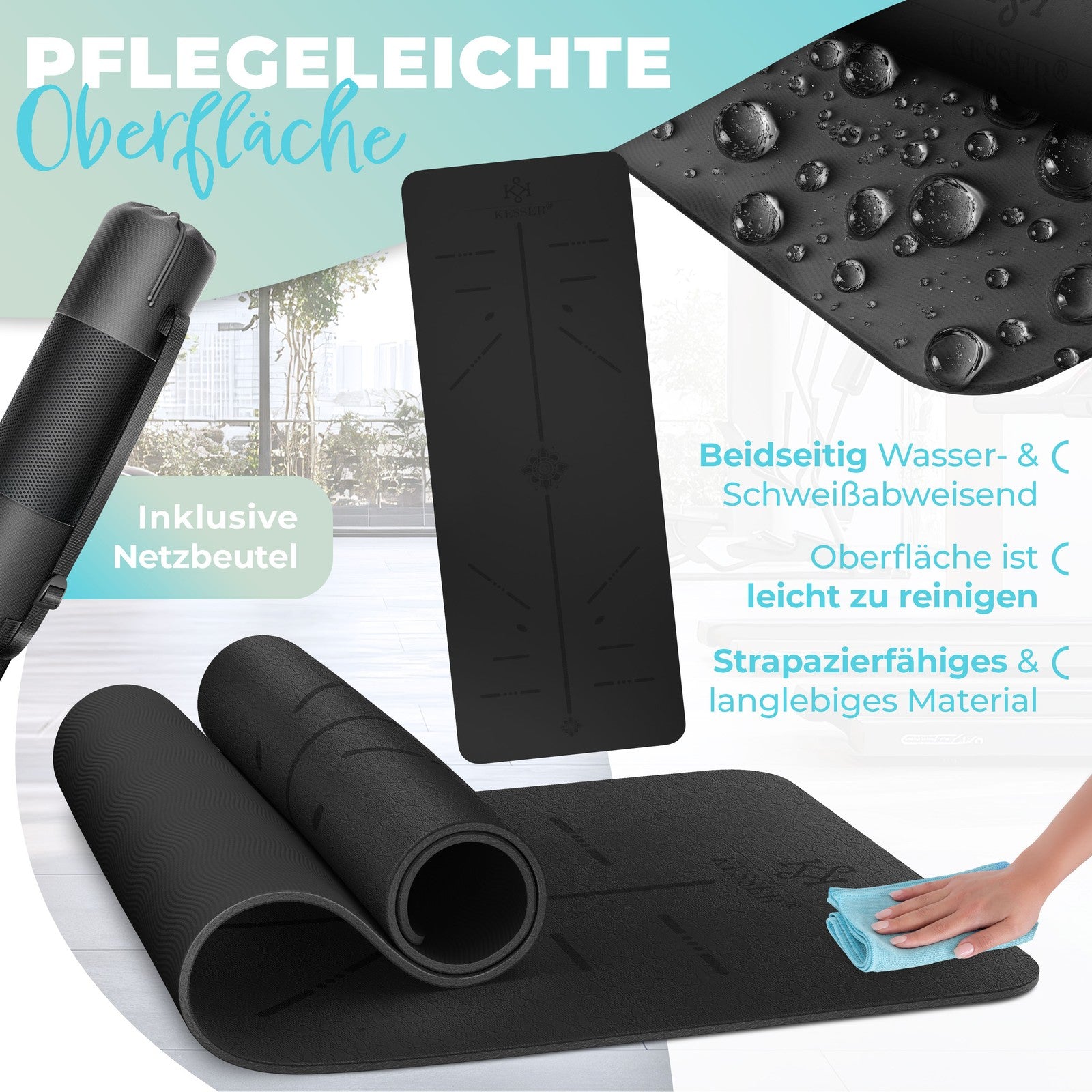 KESSER® Yogamatte TPE Fitnessmatte Gymnastikmatte Pilates Sportmatte Bodenmatte