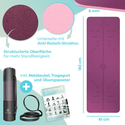 KESSER® Yogamatte TPE Fitnessmatte Gymnastikmatte Pilates Sportmatte Bodenmatte