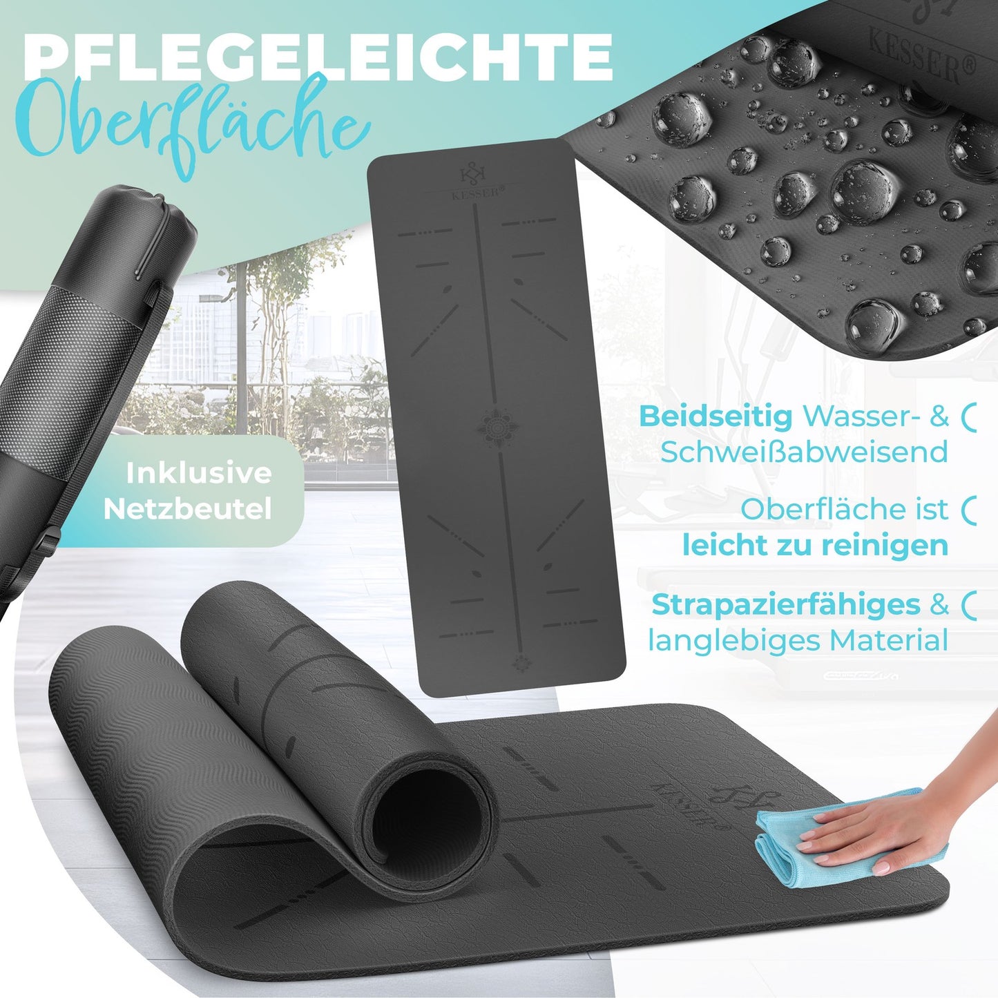 KESSER® Yogamatte TPE Fitnessmatte Gymnastikmatte Pilates Sportmatte Bodenmatte