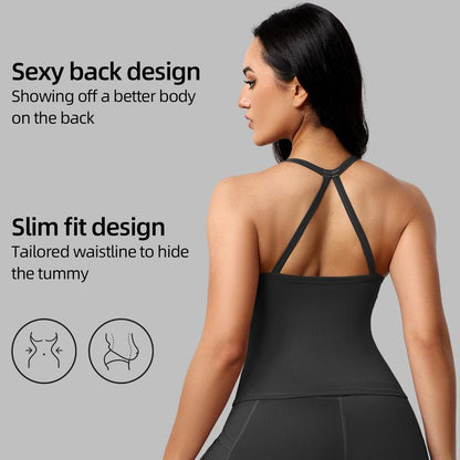 CHRLEISURE 3PCS Tank Strappy Back Yoga & Fitness Top for Women Flattering Fit Comfortable Stretch High Elasticity Breathable Comfortable