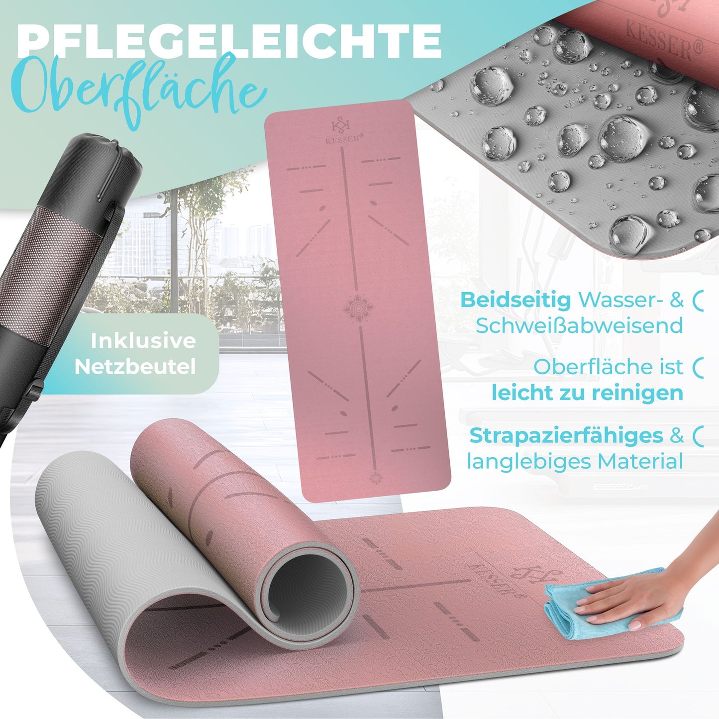 KESSER® Yogamatte TPE Fitnessmatte Gymnastikmatte Pilates Sportmatte Bodenmatte