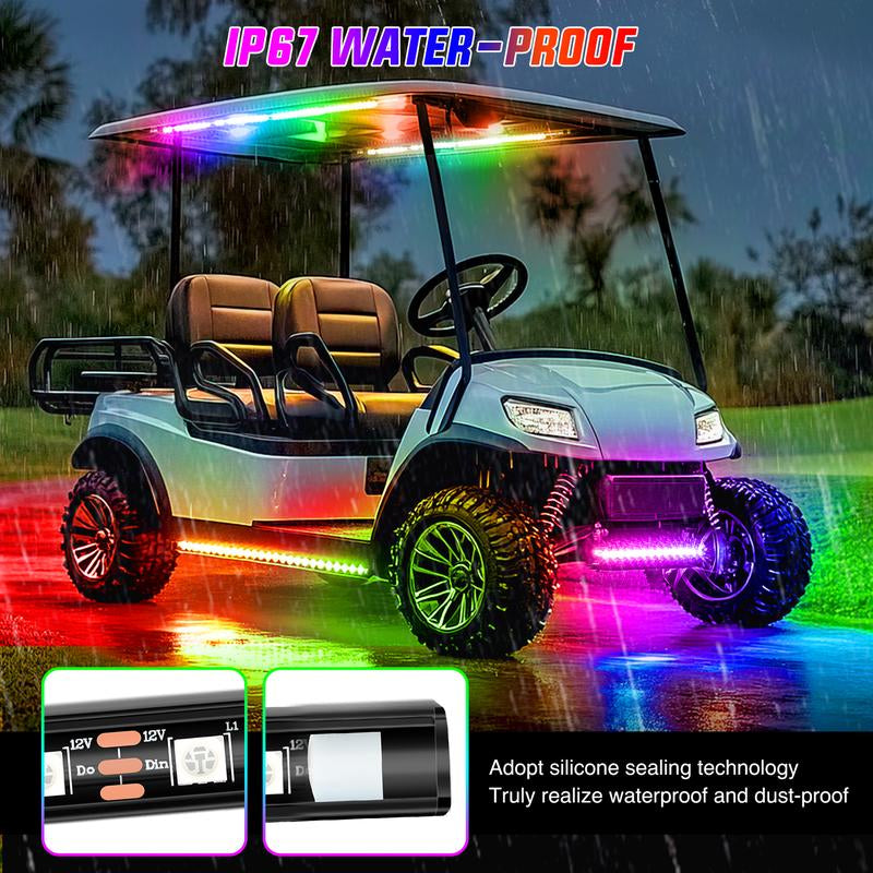 Nilight 6PCS Golf Cart Underbody Light Kit with Canopy Lights Dream Color Multi-Mode Neon Accent Lighting APP Remote Control Sound Active Music Sync IP67 Waterproof 12V-65V for EZGO Yamaha Club Car Super Bright Dual Row Dealsforyoudays