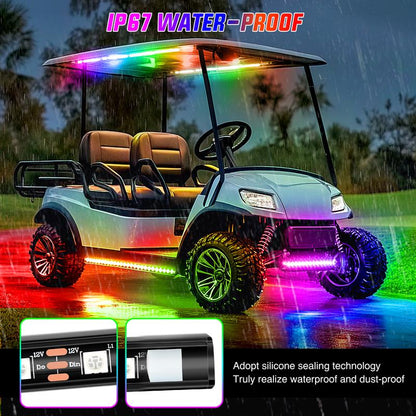 Nilight 6PCS Golf Cart Underbody Light Kit with Canopy Lights Dream Color Multi-Mode Neon Accent Lighting APP Remote Control Sound Active Music Sync IP67 Waterproof 12V-65V for EZGO Yamaha Club Car Super Bright Dual Row Dealsforyoudays