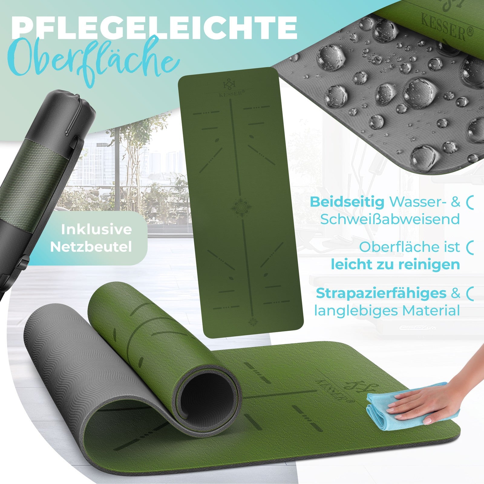 KESSER® Yogamatte TPE Fitnessmatte Gymnastikmatte Pilates Sportmatte Bodenmatte
