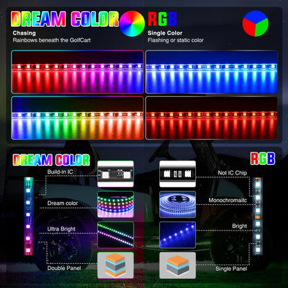 Nilight 6PCS Golf Cart Underbody Light Kit with Canopy Lights Dream Color Multi-Mode Neon Accent Lighting APP Remote Control Sound Active Music Sync IP67 Waterproof 12V-65V for EZGO Yamaha Club Car Super Bright Dual Row Dealsforyoudays