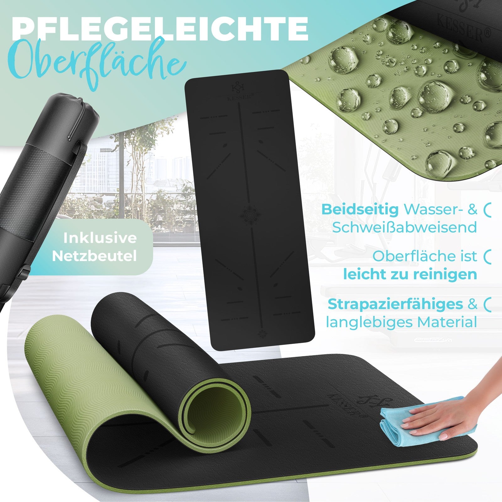 KESSER® Yogamatte TPE Fitnessmatte Gymnastikmatte Pilates Sportmatte Bodenmatte
