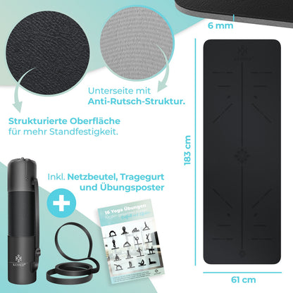 KESSER® Yogamatte TPE Fitnessmatte Gymnastikmatte Pilates Sportmatte Bodenmatte