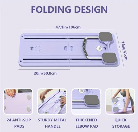 Pilates Board,Multi-Functional Ab Exercise Board，Push-Up Handles and Resistance Bands，Adjustable Ab Trainer Foldable for Home Gym Fitness,Home Fitness Equipment,Multi-Functional Exercise Roller Ab Yoga Board Abdominal Muscle Machine