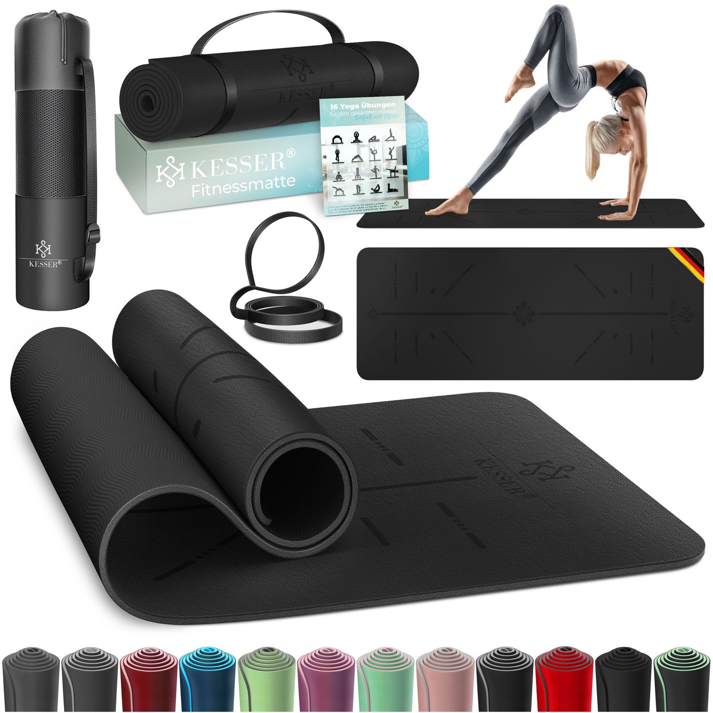 KESSER® Yogamatte TPE Fitnessmatte Gymnastikmatte Pilates Sportmatte Bodenmatte