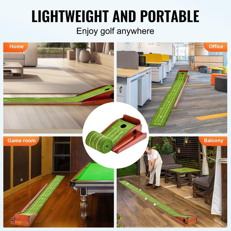 Golf Putting Mat Indoor Golf Putting Green with TPE Non-Slip Bottom & Automatic Ball Return System for Enhanced Practice Efficiency